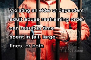 One can end up in jail and get a large fine for Violating an elder or dependent adult abuse restraining order