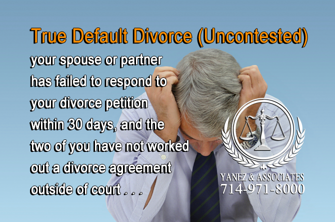 What is a True Default Divorce (Uncontested) in California