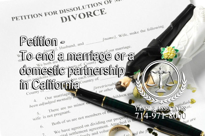 Petition - To end a marriage or a domestic partnership in California