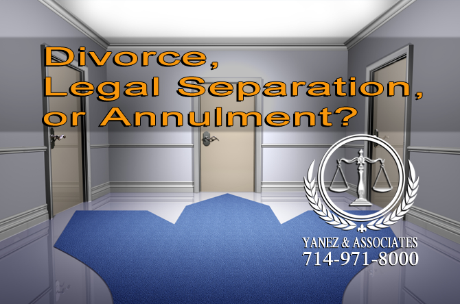 three choices Divorce Legal Separation or Annulment