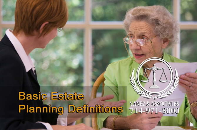 Basic Estate Planning Definitions orange county california