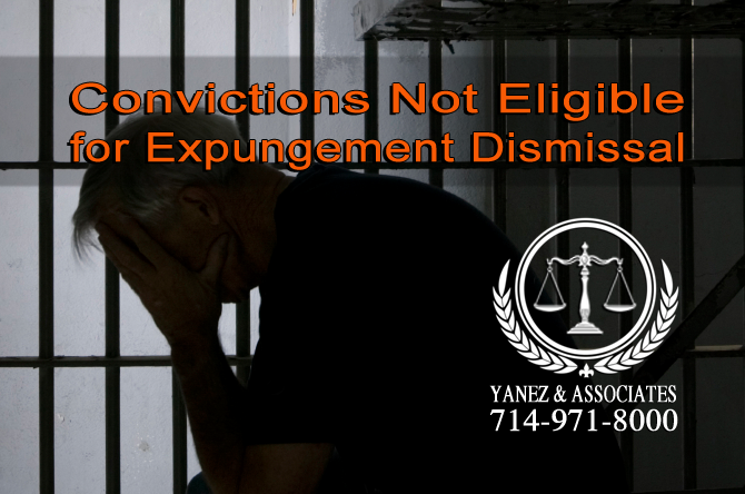 What Convictions are Not Eligible for Expungement Dismissal in California