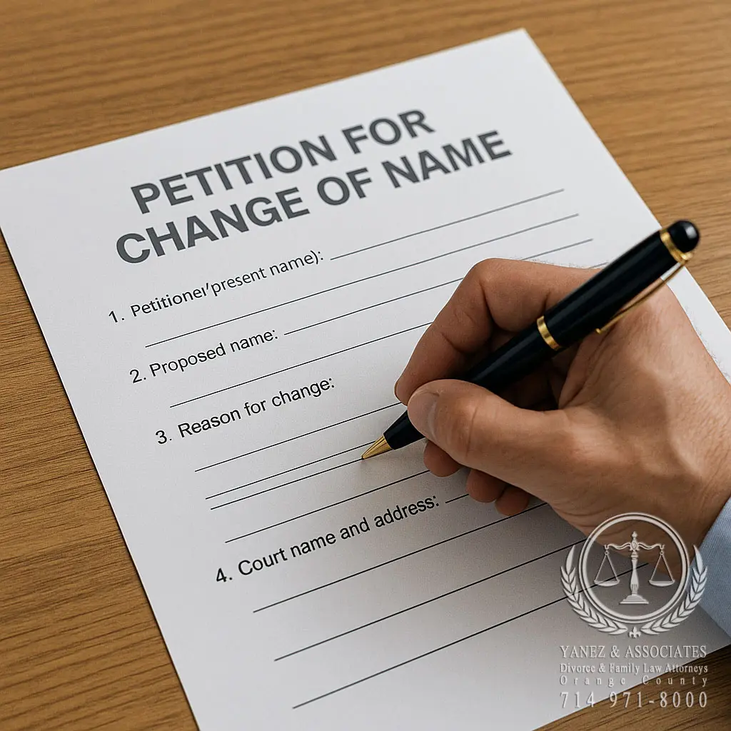 California name change petition being signed by an adult
