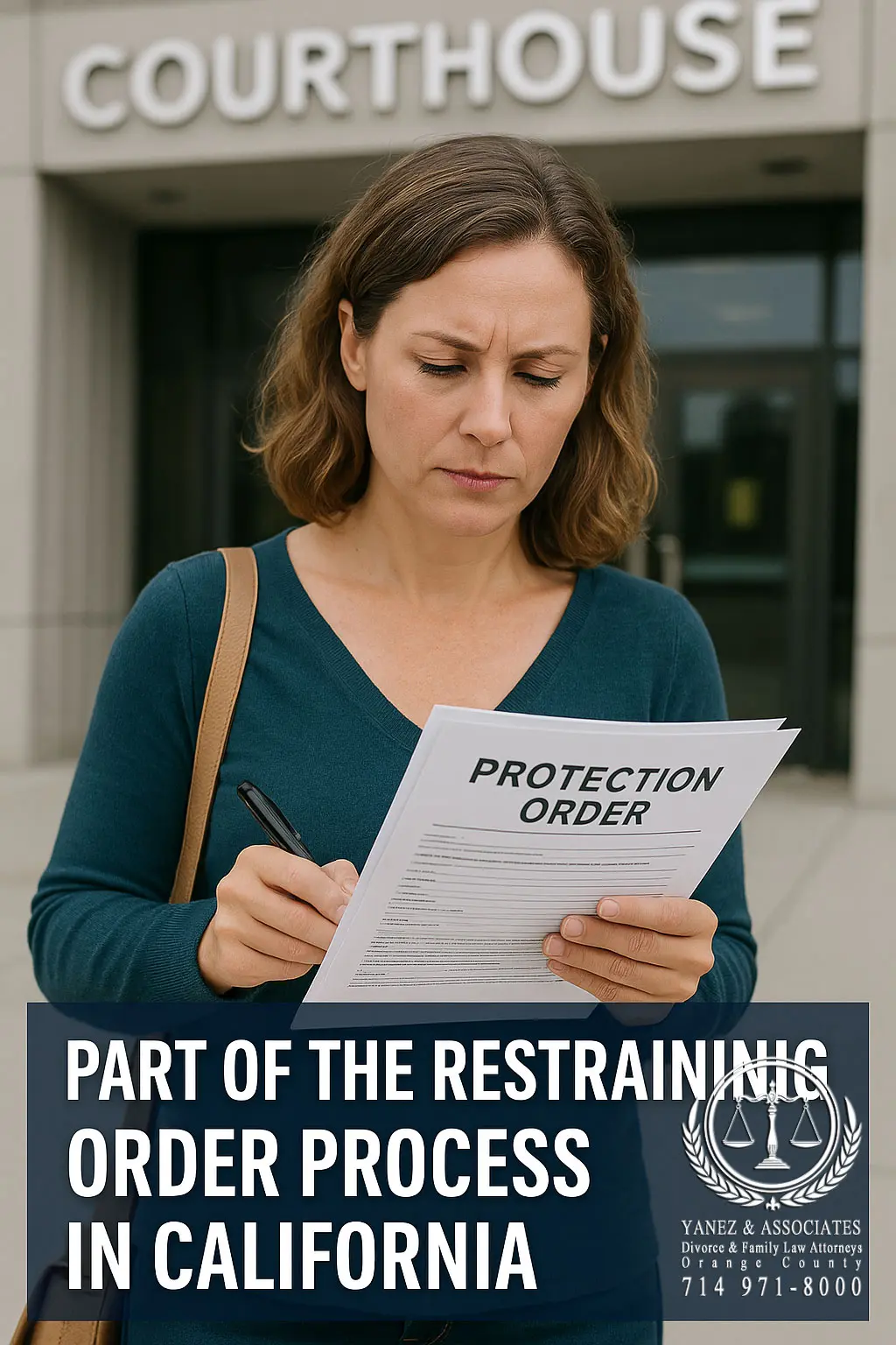 California woman files for protection order at courthouse – part of the restraining order process in California